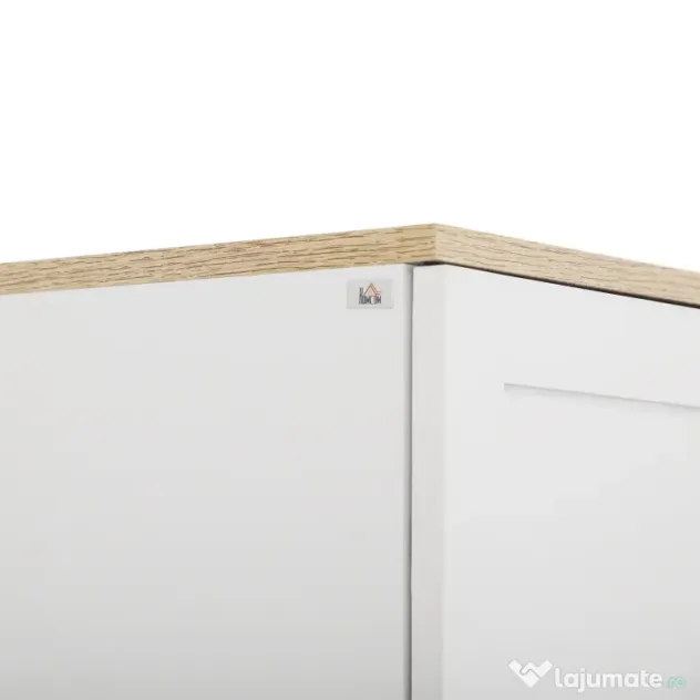HOMCOM Dulap de Bucătărie cu 5 Rafturi Reglabile și 4 Uși, 60x30x170,5 cm, Alb | Aosom Romania
