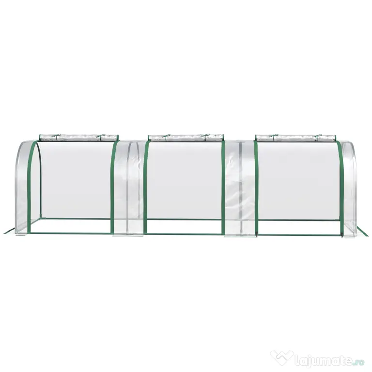 Outsunny Seră Tip Tunel pentru Plante și Flori, cu Ușă și Fermoar, 295x100x80 cm, Transparent | Aosom Romania