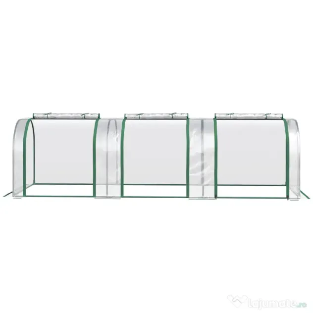 Outsunny Seră Tip Tunel pentru Plante și Flori, cu Ușă și Fermoar, 295x100x80 cm, Transparent | Aosom Romania