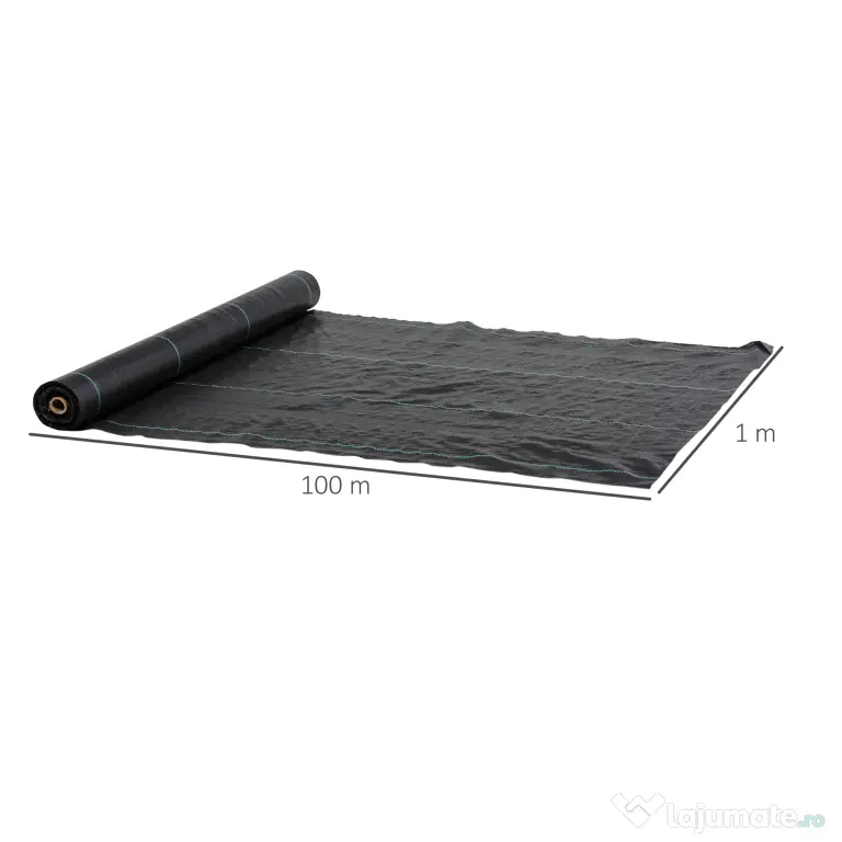 Outsunny Plasă pentru Mulcire Permeabilă și Anti-UV din Polipropilena, pentru Grădină și Curte, 100x1 m, Negru