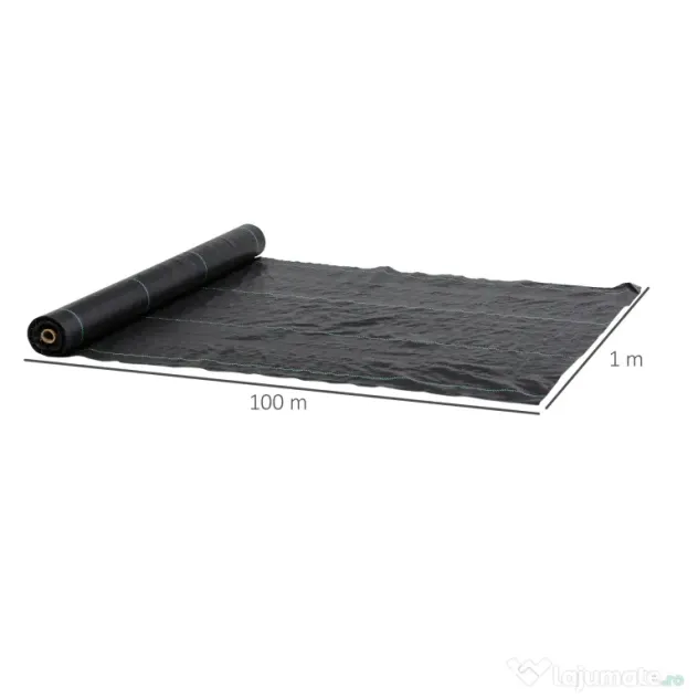 Outsunny Plasă pentru Mulcire Permeabilă și Anti-UV din Polipropilena, pentru Grădină și Curte, 100x1 m, Negru