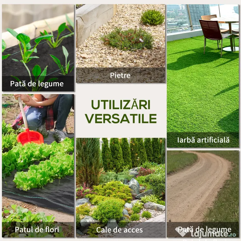 Outsunny Plasă pentru Mulcire Permeabilă și Anti-UV din Polipropilena, pentru Grădină și Curte, 100x1 m, Negru