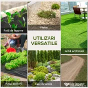 Outsunny Plasă pentru Mulcire Permeabilă și Anti-UV din Polipropilena, pentru Grădină și Curte, 100x1 m, Negru 