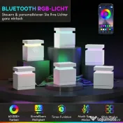 HOMCOM Noptieră cu lumină LED RGB, 2 sertare, 4 moduri de iluminare și 16 culori, din lemn, 45x35x52 cm, Alb
