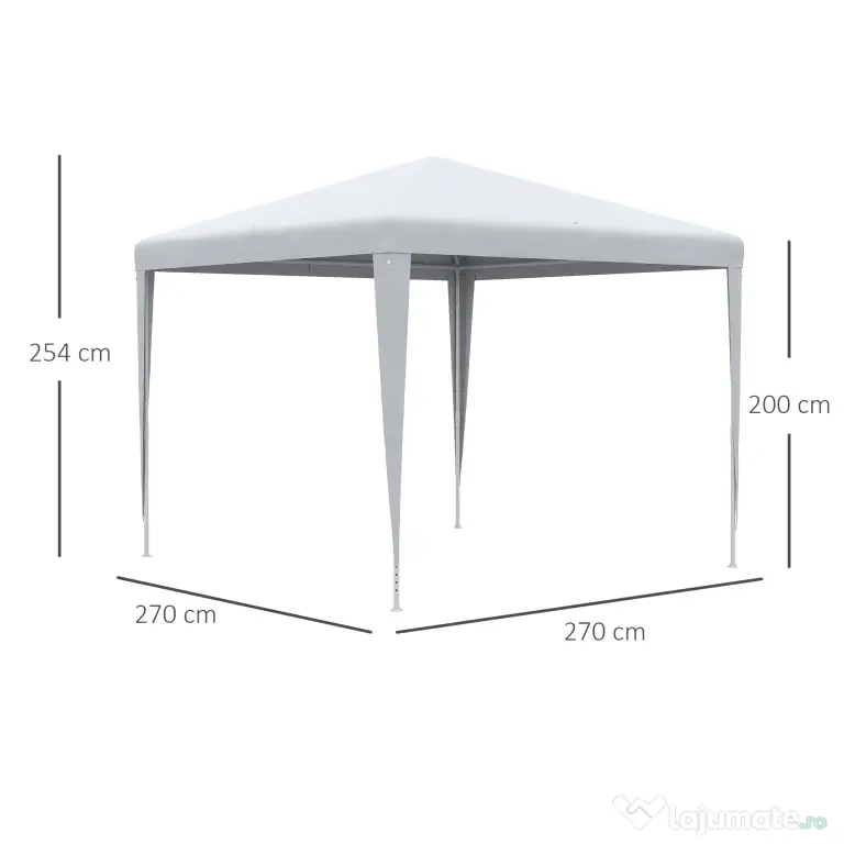 Outsunny Foisor de Grădină 3x3 Impermeabil pentru Petreceri Cadru Oțel Exterior Interior 2.7x2.7m Alb | Aosom Romania