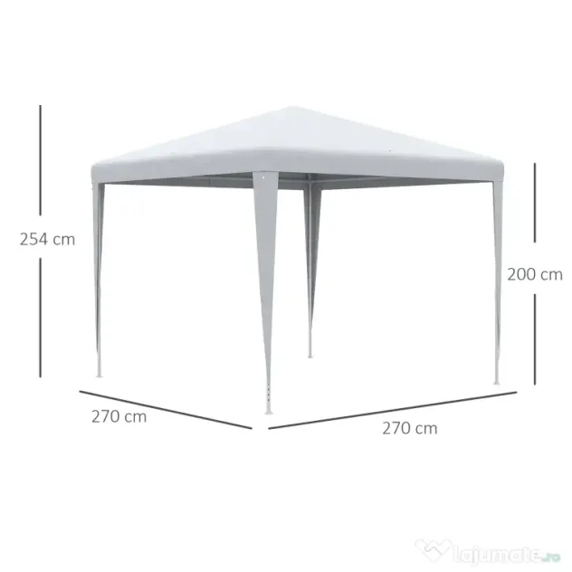 Outsunny Foisor de Grădină 3x3 Impermeabil pentru Petreceri Cadru Oțel Exterior Interior 2.7x2.7m Alb | Aosom Romania