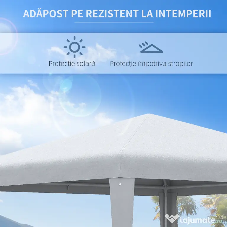 Outsunny Foisor de Grădină 3x3 Impermeabil pentru Petreceri Cadru Oțel Exterior Interior 2.7x2.7m Alb | Aosom Romania