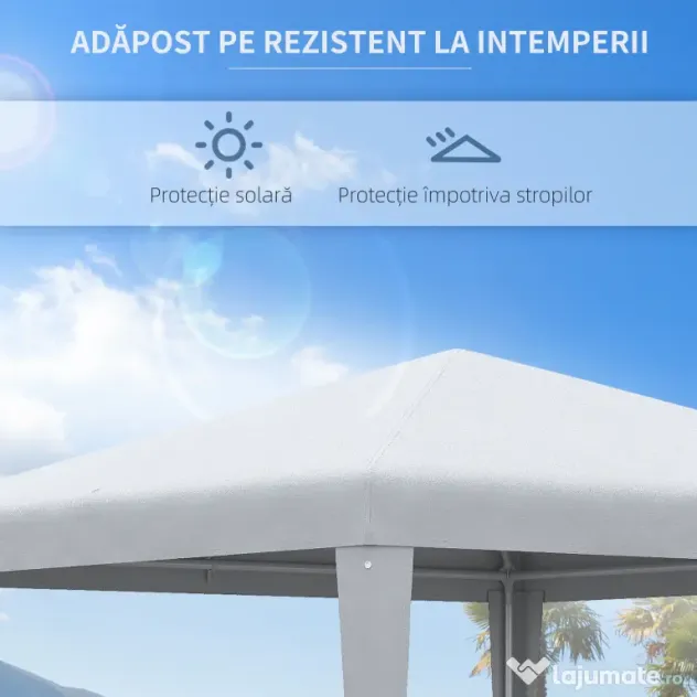Outsunny Foisor de Grădină 3x3 Impermeabil pentru Petreceri Cadru Oțel Exterior Interior 2.7x2.7m Alb | Aosom Romania