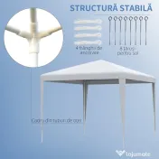 Outsunny Foisor de Grădină 3x3 Impermeabil pentru Petreceri Cadru Oțel Exterior Interior 2.7x2.7m Alb | Aosom Romania 