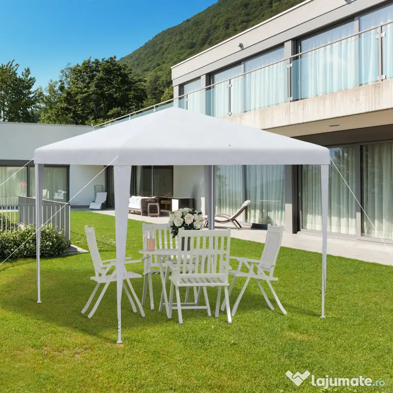 Outsunny Foisor de Grădină 3x3 Impermeabil pentru Petreceri Cadru Oțel Exterior Interior 2.7x2.7m Alb | Aosom Romania