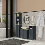 kleankin Dulap Sub Chiuvetă din PAL și MDF cu 2 Uși și Raft Interior Reglabil, 60x30x60 cm, Gri