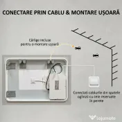 Kleankin Oglinda LED, Oglinda de Machiaj de Perete cu 3 Lumini, 800x600mm, Tactilă, Anti-Ceță, Montare Orizontală/Verticală | Aosom Romania