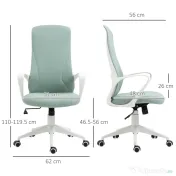 Vinsetto Scaun de birou ergonomic, cu înălțime ajustabilă și balans, 62x56x110-119,5 cm, verde | Aosom Romania 