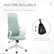 Vinsetto Scaun de birou ergonomic, cu înălțime ajustabilă și balans, 62x56x110-119,5 cm, verde | Aosom Romania 