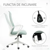 Vinsetto Scaun de birou ergonomic, cu înălțime ajustabilă și balans, 62x56x110-119,5 cm, verde | Aosom Romania 