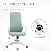 Vinsetto Scaun de birou ergonomic, cu înălțime ajustabilă și balans, 62x56x110-119,5 cm, verde | Aosom Romania 