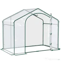 Outsunny Sera Cabina Portabila 6' x 3' x 6', Folie PE, Sera de Gradina cu Cadru de Otel, Usa cu Fermoar, Aerisire Superioara, pentru Flori, Legume, Puieti, Plante Tropicale, Verde | Aosom Romania 