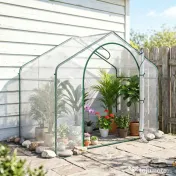 Outsunny Sera Cabina Portabila 6' x 3' x 6', Folie PE, Sera de Gradina cu Cadru de Otel, Usa cu Fermoar, Aerisire Superioara, pentru Flori, Legume, Puieti, Plante Tropicale, Verde | Aosom Romania 