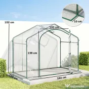 Outsunny Sera Cabina Portabila 6' x 3' x 6', Folie PE, Sera de Gradina cu Cadru de Otel, Usa cu Fermoar, Aerisire Superioara, pentru Flori, Legume, Puieti, Plante Tropicale, Verde | Aosom Romania 