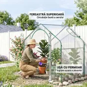 Outsunny Sera Cabina Portabila 6' x 3' x 6', Folie PE, Sera de Gradina cu Cadru de Otel, Usa cu Fermoar, Aerisire Superioara, pentru Flori, Legume, Puieti, Plante Tropicale, Verde | Aosom Romania 