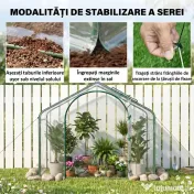 Outsunny Sera Cabina Portabila 6' x 3' x 6', Folie PE, Sera de Gradina cu Cadru de Otel, Usa cu Fermoar, Aerisire Superioara, pentru Flori, Legume, Puieti, Plante Tropicale, Verde | Aosom Romania 