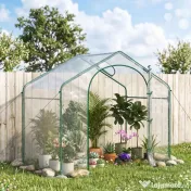 Outsunny Sera Cabina Portabila 6' x 3' x 6', Folie PE, Sera de Gradina cu Cadru de Otel, Usa cu Fermoar, Aerisire Superioara, pentru Flori, Legume, Puieti, Plante Tropicale, Verde | Aosom Romania 