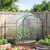 Outsunny Sera Cabina Portabila 6' x 3' x 6', Folie PE, Sera de Gradina cu Cadru de Otel, Usa cu Fermoar, Aerisire Superioara, pentru Flori, Legume, Puieti, Plante Tropicale, Verde | Aosom Romania 