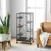PawHut Cușcă pentru Animale Mici și Rozătoare cu Roți, 5 Rampe și 5 Platforme, 61.5x44x131 cm, Negru | Aosom Romania 