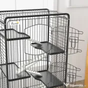 PawHut Cușcă pentru Animale Mici și Rozătoare cu Roți, 5 Rampe și 5 Platforme, 61.5x44x131 cm, Negru | Aosom Romania 