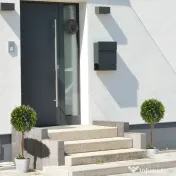 HOMCOM Set 2 Plante Artificiale Sferice cu Flori de Lavandă şi Vas, Ø24x60 cm, Verde | Aosom Romania 