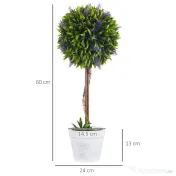 HOMCOM Set 2 Plante Artificiale Sferice cu Flori de Lavandă şi Vas, Ø24x60 cm, Verde | Aosom Romania 