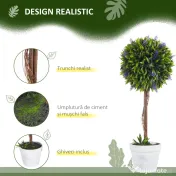 HOMCOM Set 2 Plante Artificiale Sferice cu Flori de Lavandă şi Vas, Ø24x60 cm, Verde | Aosom Romania 
