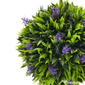 HOMCOM Set 2 Plante Artificiale Sferice cu Flori de Lavandă şi Vas, Ø24x60 cm, Verde | Aosom Romania 