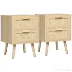 Homcom Set 2 Noptiere Boho cu 2 Sertare Spatioase