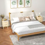 HOMCOM Set 2 Noptiere Boho Elegante, Mobilier Dormitor cu 2 Sertare, 40x40x56cm, Lemn Natural | Aosom Romania 