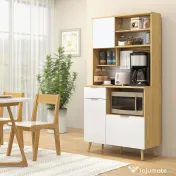 Dulap de Bucătărie HOMCOM, 3 Uși, Sertar, Rafturi Reglabile, Blat pentru Electrocasnice, Design Modern, Natur | Aosom Romania 