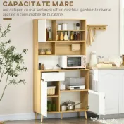 Dulap de Bucătărie HOMCOM, 3 Uși, Sertar, Rafturi Reglabile, Blat pentru Electrocasnice, Design Modern, Natur | Aosom Romania 
