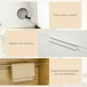 Dulap de Bucătărie HOMCOM, 3 Uși, Sertar, Rafturi Reglabile, Blat pentru Electrocasnice, Design Modern, Natur | Aosom Romania 