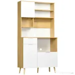 HOMCOM Bufet de bucătărie din PAL cu dulapuri, sertare, rafturi reglabile și cuier, 93x40x180 cm