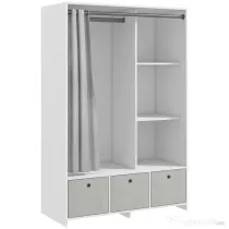 HOMCOM Dulap Modern cu Bară de Agățat, 3 Compartimente și Sertare din Țesătură, Organizator de Haine pentru Dormitor, Natural | Aosom Romania
