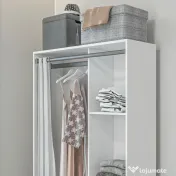HOMCOM Dulap Modern cu Bară de Agățat, 3 Compartimente și Sertare din Țesătură, Organizator de Haine pentru Dormitor, Natural | Aosom Romania 