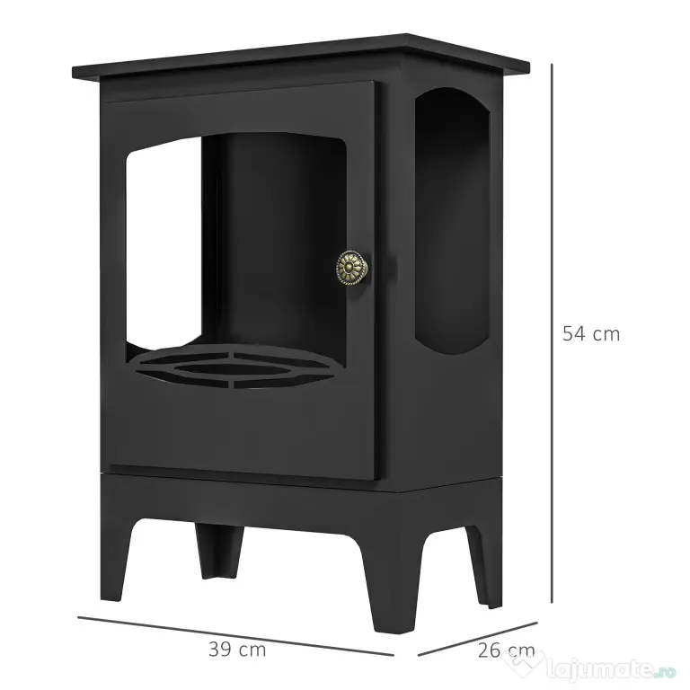 HOMCOM Șemineu pe Bioetanol, Bioșemineu cu Arzător de 1,2L pentru 3 Ore Durată de Ardere, 36x26x54 cm, Negru