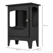 HOMCOM Șemineu pe Bioetanol, Bioșemineu cu Arzător de 1,2L pentru 3 Ore Durată de Ardere, 36x26x54 cm, Negru 