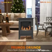 HOMCOM Șemineu pe Bioetanol, Bioșemineu cu Arzător de 1,2L pentru 3 Ore Durată de Ardere, 36x26x54 cm, Negru 