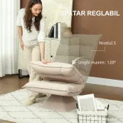 HOMCOM Fotoliu Relax Rotativ 360° cu Spătar Reglabil în 5 Poziții, Fotoliu de Podea cu Șezut Căptușit Gros în Material Textil cu Aspect de In, pentru Living, Lectură, 62x70x95 cm, Bej | Aosom Romania