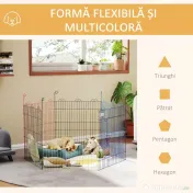 Gard pentru Caini cu 6 Panouri cu Inchidere cu Zavor, Gard pentru Caini Talie Medie din Metal, Ø120x60 cm, Multicolor PawHut | Aosom Romania 
