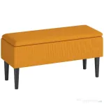 HOMCOM Bancă pentru capătul patului din poliester și lemn pentru dormitor și hol, 95x38x45 cm, portocaliu