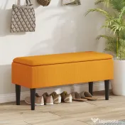 HOMCOM Cutie de Depozitare Otomană Modernă cu Picioare din Lemn, Suportă până la 120KG, pentru Living, Portocaliu | Aosom Romania 