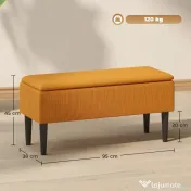 HOMCOM Cutie de Depozitare Otomană Modernă cu Picioare din Lemn, Suportă până la 120KG, pentru Living, Portocaliu | Aosom Romania 