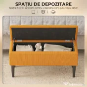HOMCOM Cutie de Depozitare Otomană Modernă cu Picioare din Lemn, Suportă până la 120KG, pentru Living, Portocaliu | Aosom Romania 